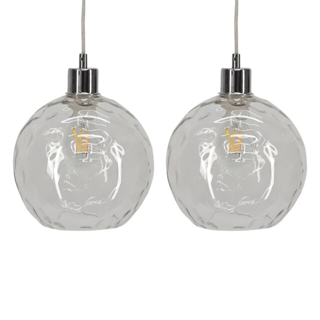 Set of 2 Barnum - Clear Dimpled Glass Easy Fit Pendant Shades Clear Medium 2