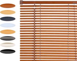 Lister Cartwright 25mm PVC Venetian Blinds Windows Easy Fit Child Safety Included (Dark Wood Textured, 145 cm Width x 160 cm Drop)