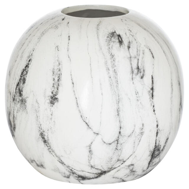 Hill Interiors Pudding Marble Vase White White/Grey 23cm x 25cm x 25cm 1