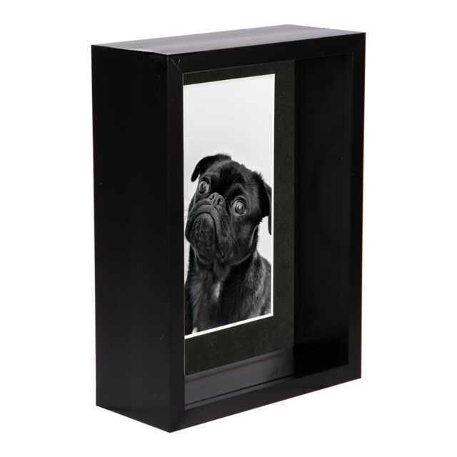 "Nicola Spring 5 x 7"" Deep Photo Frame - Black/Black Mount - 3D Deep Box Picture Frame Display Case (20 x 15cm)"