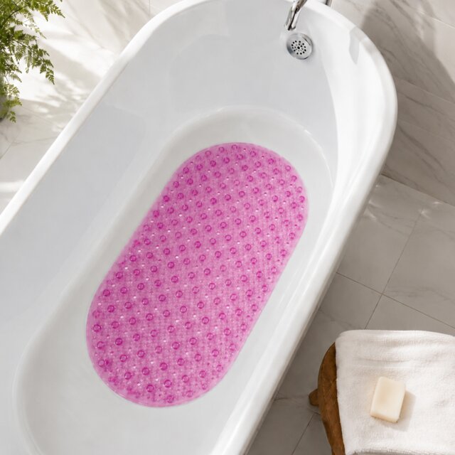 Showerdrape Cleo Pink Anti Slip Bath Mat 69cm x 39cm Pink Pink 1