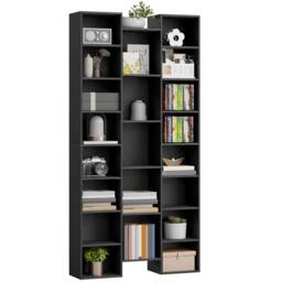 HOMCOM 21-Cube Tall Bookcase, Modern Cube Book shelf with 10 Adjustable Shelves, Freestanding Multi-Functional Storage Unit for Living Room, Home Office, Bedroom, 181 x 89.5W cm, Black