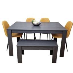 Dining Table and 4 Chairs With Bench Modern Dining Table Set With 4 Mustard Gem Chairs And Bench