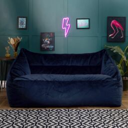 Cecilia Bean Bag Sofa Midnight Blue Giant Velvet Bean Bag Chair Blue Midnight Blue XL 1