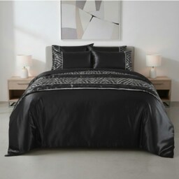 Shimmer Duvet Cover Set Luxury Bedding with Elegant Metallic Finish Black King