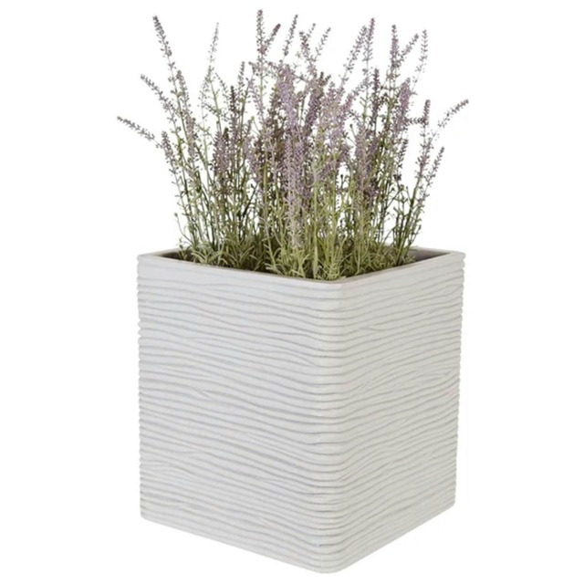 1 x Amalfi Stone Effect Square Flower Planter For Garden, Home & Patio Areas Grey