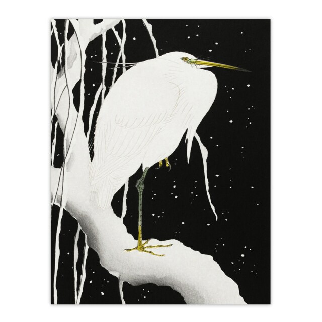 "Heron In Snow Covered Tree Branch Japanese Wall Art Print Koson 24x32"""