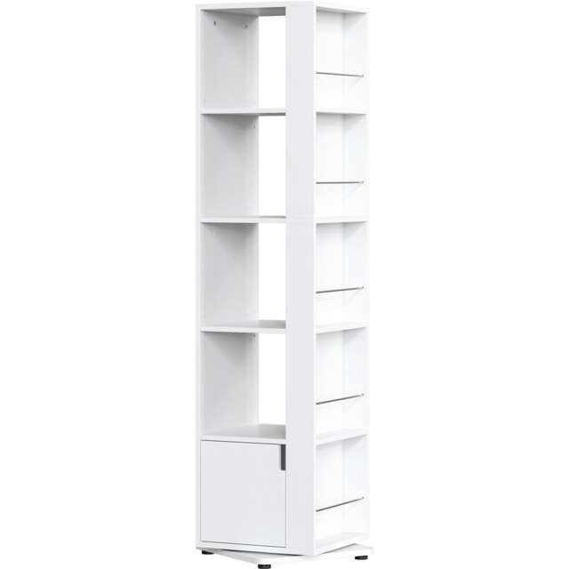 Yaheetech 5-Layer 169cm Corner Bookcase with Closed Storage for Compact Space-White