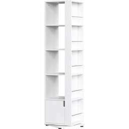 Yaheetech 5-Layer 169cm Corner Bookcase with Closed Storage for Compact Space-White
