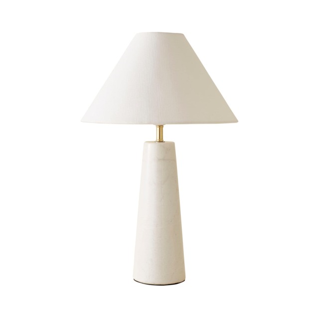 ValueLights Margot White Marble Table Lamp Linen Taper Shade