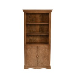 Viva Mango Wood Large Corner Bookcase 3 Shelving and 1 Door Brown