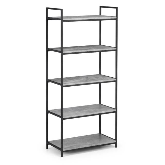 Premium Harstad Tall Concrete Bookcase in Concrete and Black