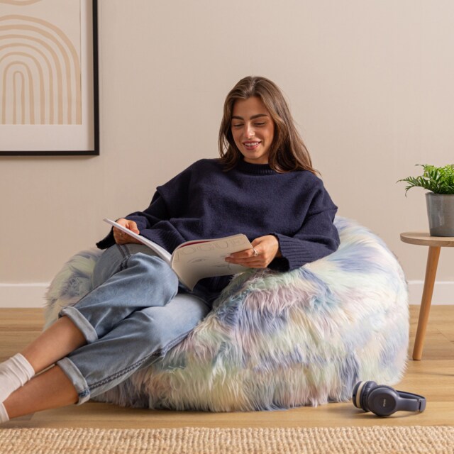 Unicorn Classic Faux Fur Bean Bag Chair Multi Purple Blue Pink 1