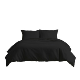 Luxury 200TC Duvet Cover And Pillowcase/s Set Bed Linen Black Black Double