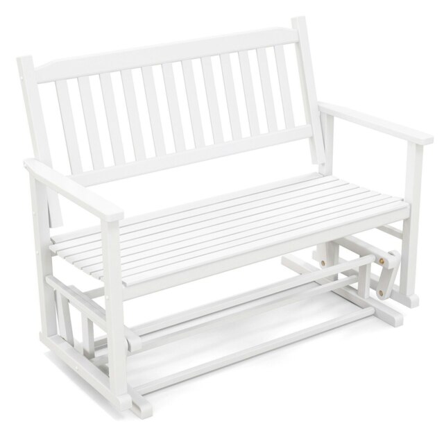 COSTWAY 2-Person Garden Patio Glider Loveseat Chair Swing White