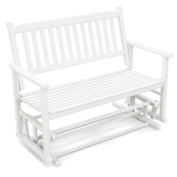 COSTWAY 2-Person Garden Patio Glider Loveseat Chair Swing White