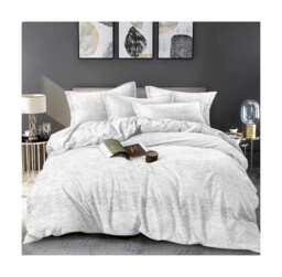 Ezysleep Silver Marl Printed Duvet Set - Luxurious Duvet Cover And Pillowcases Multi White/Grey