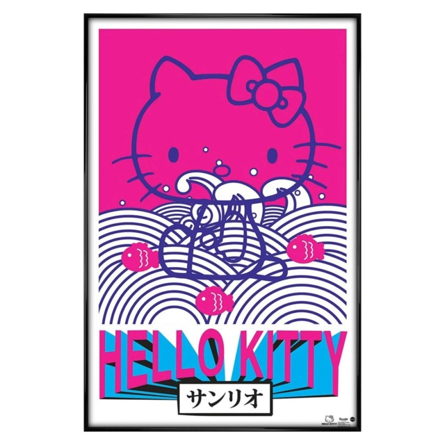 Gloss Black Framed Hello Kitty Tokyo Rebel Maxi Poster Multi
