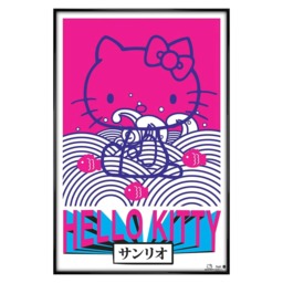 Gloss Black Framed Hello Kitty Tokyo Rebel Maxi Poster Multi