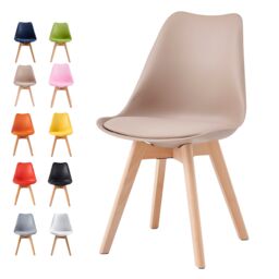 MCC Direct Single Plastic Dining Chair with Solid Wooden Legs Kitchen Chair Eva