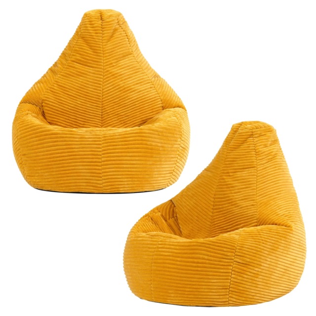 Dalton Kids Beanbag Corduroy Yellow Set of 2 Yellow Yellow M 2