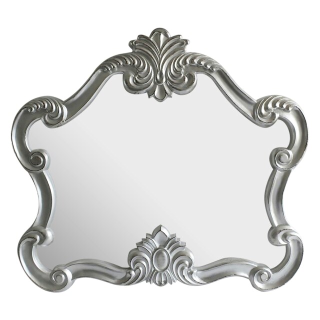 Antique Silver Wall Mirror,Hallway Mirror,Decorative Mirror With Symmetrical Floral Relief,Distressed Mirror Silver