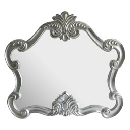 Antique Silver Wall Mirror,Hallway Mirror,Decorative Mirror With Symmetrical Floral Relief,Distressed Mirror Silver