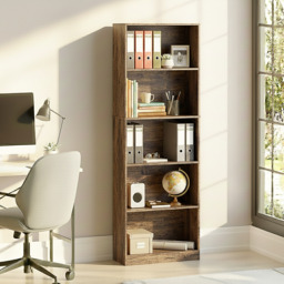 Vida Designs Cambridge 5 Tier Extra Large Livingroom Home Office Storage Display Freestanding Bookcase Unit - Dark Wood