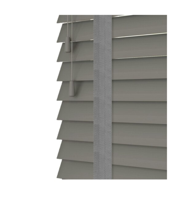 130cm Smooth Grey Faux Wood Venetian Blinds with Tapes (120cm Drop) Grey Grey
