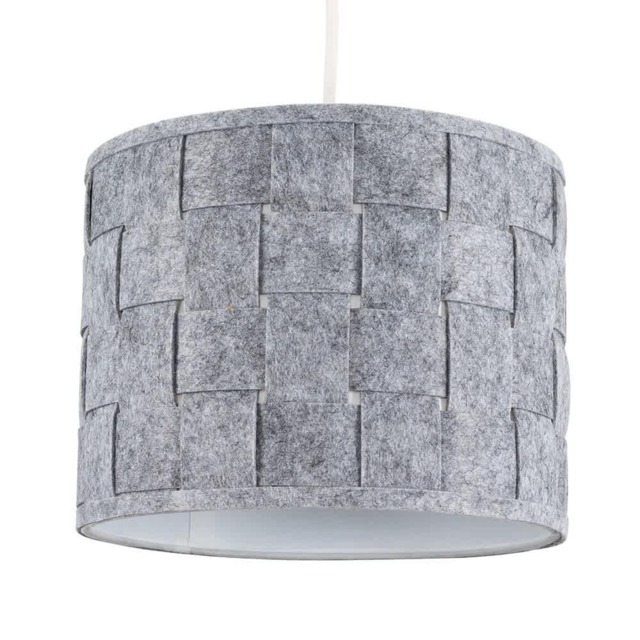 ValueLights Monza Pair Grey Weave Fabric Pendant Shades Grey