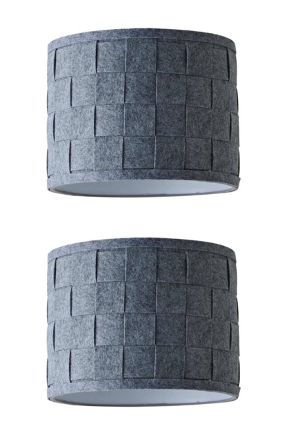 ValueLights Monza Pair Grey Weave Fabric Pendant Shades Grey