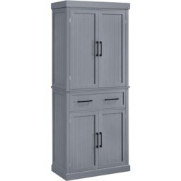 Yaheetech Tall Pantry Cupboard with Doors and Adjustable Shelves Grey Dark Grey