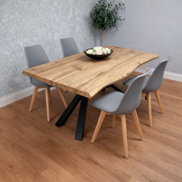 Modern Dining Set with 4 Grey Tulip Plastic Chairs with Seats Furniture