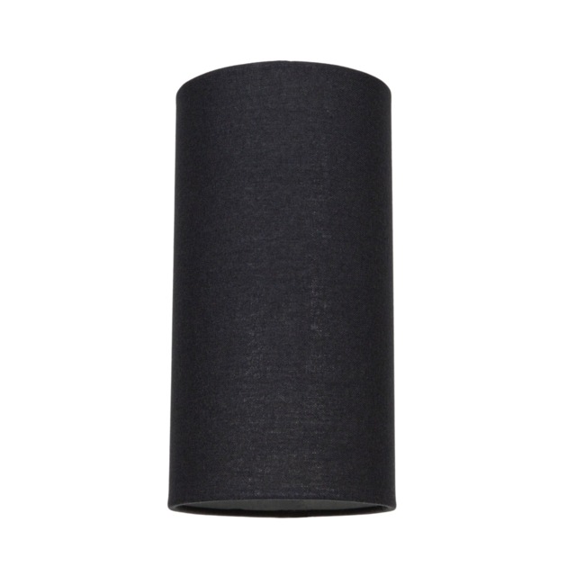 Contemporary and Stylish Jet Black Linen Fabric Tall Cylindrical 25cm Lamp Shade Black Black 1