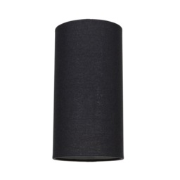 Contemporary and Stylish Jet Black Linen Fabric Tall Cylindrical 25cm Lamp Shade Black Black 1