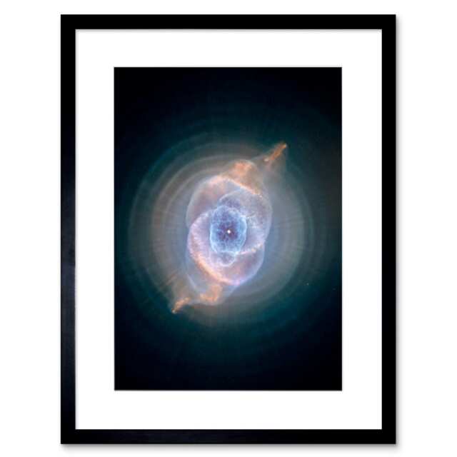 "Hubble Space Cat's Eye Planetary Nebula Dying Star 9x7"" Black Framed Wall Art Print"