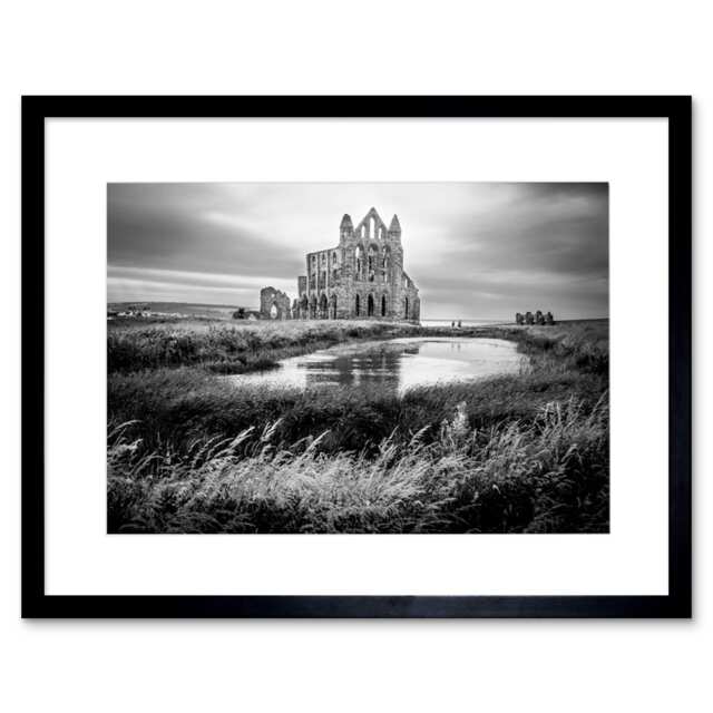 "Photo Landscape Whitby Abbey England Home Decor 12x16"" Framed Wall Art Print"