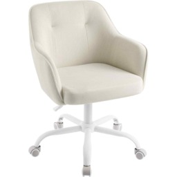 Adjustable Swivel Office Chair with Armrests, Corduroy Vanity Desk Chair for Home Office, Sand Beige