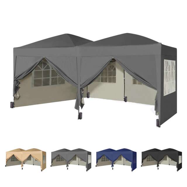 MCC Direct 3x6 Pop Up Gazebo With Removable Sides Grey Grey Grey