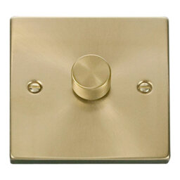 SE HOME Satin Brushed Brass 1 Gang 2 Way LED 100W Trailing Edge Dimmer Light Switch Gold Satin Brass