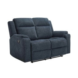 Orka 2 Seater Manual Recliner Chenille Fabric Sofa Blue Two Seater