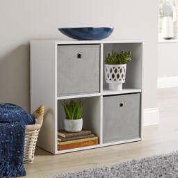 Storage Cube 4 Shelf Bookcase Wooden Display Unit Organiser Home White White