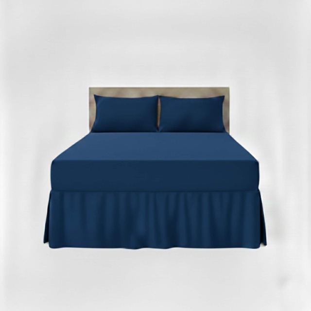 Fitted Valance Bed Sheet Polycotton Mattress Cover And Frill Easy Care Blue King
