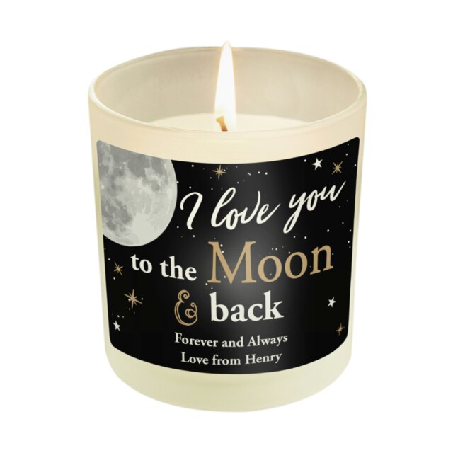 Personalised Moon & Back Scented Jar Candle White 1