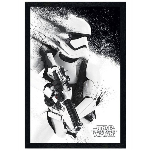Black Wooden Framed Star Wars Episode VII Stormtrooper Paint Maxi Poster Multi