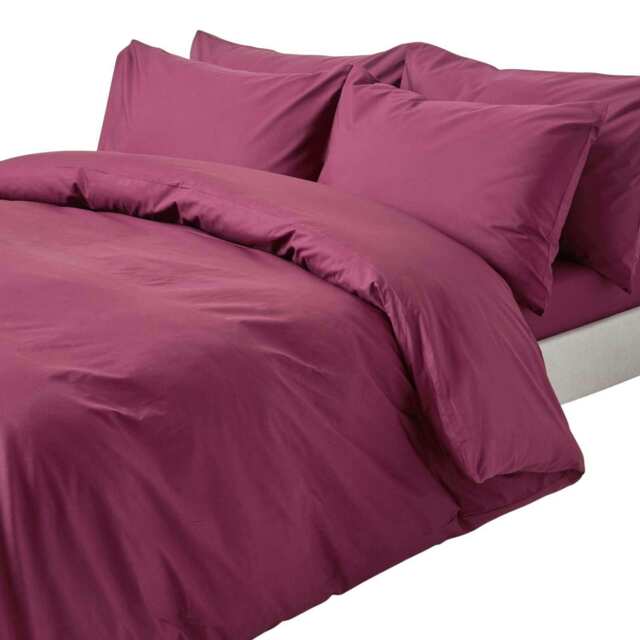 Homescapes Plum Cotton Duvet Cover Set - 200 Thread Count - King Size Purple King