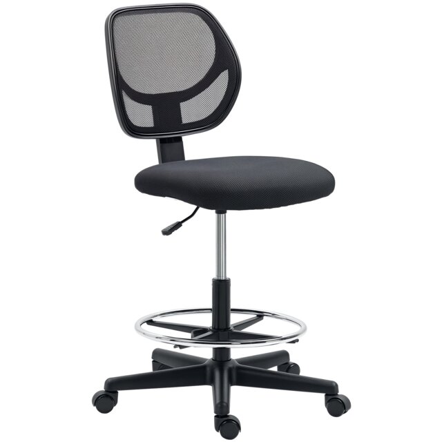 Vinsetto Draughtsman Chair Office Chair w/ Adjustable Footrest Ring, Black