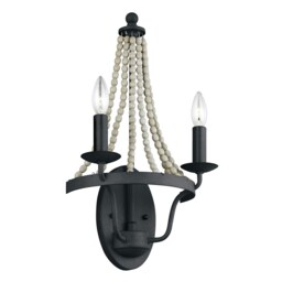 Feiss Nori Candle Wall Lamp Dark Weathered Zinc with Driftwood Grey