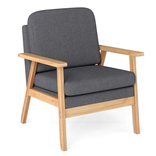 COSTWAY Mid-Century Accent Chair Upholstered Armchair Living Room