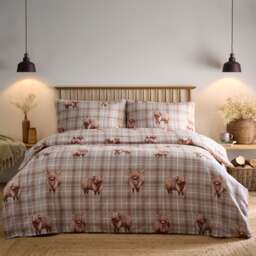 Highland Cow Tartan Plaid Soft Easy Care Bed Linen Bedding Duvet Cover Quilt Set With Pillow Cases Brown King